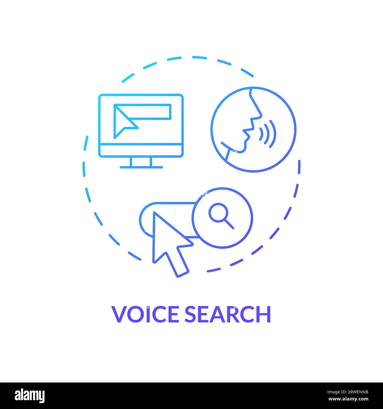 2D voice search gradient icon concept Stock Vector