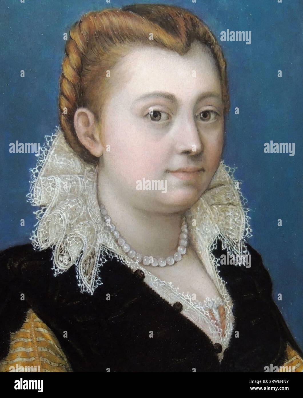 Blonde woman with white collar, painting by Alessandro Allori, Historic, digitally restored reproduction from a 19th century original Stock Photo