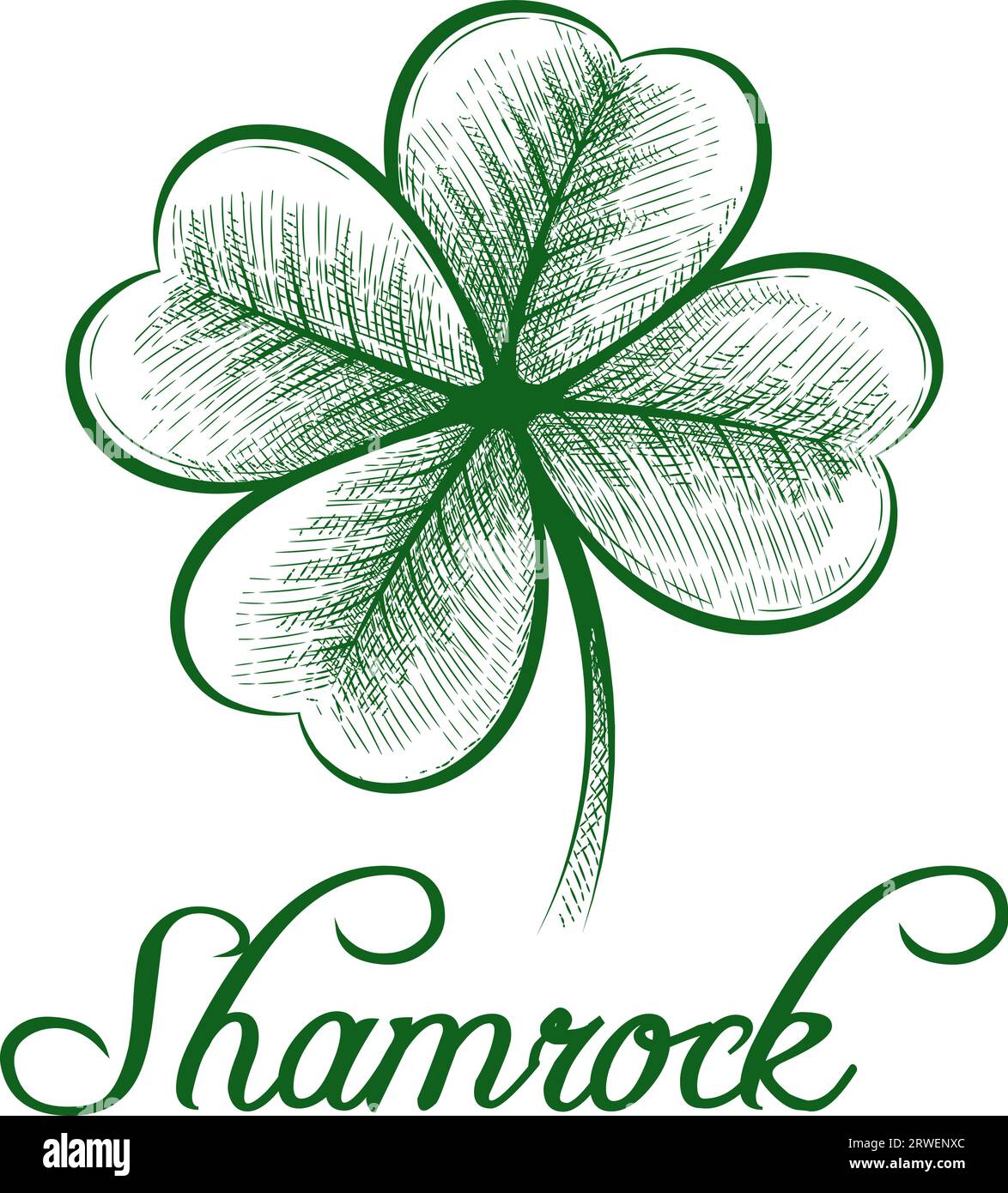 4-leaf shamrock engraving Stock Vector Image &amp; Art - Alamy