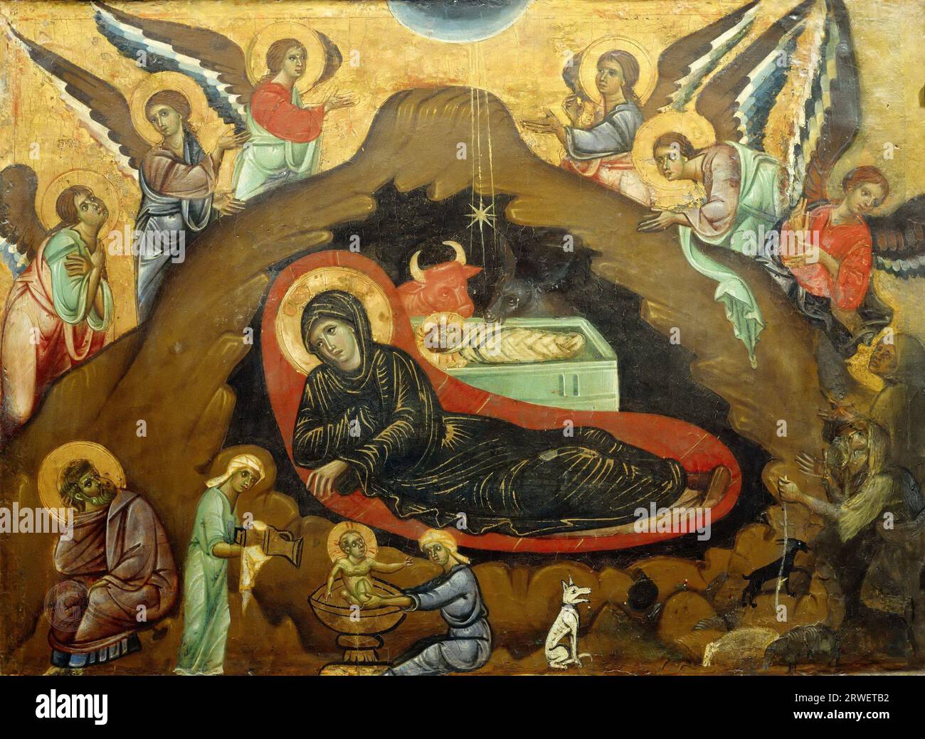 Guido da Siena -- Nativity 1275-80, 36х47 Stock Photo