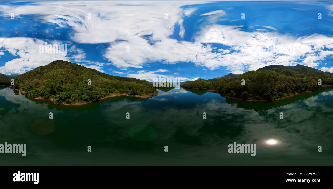 Lake among green hills drone hi-res stock photography and images - Alamy