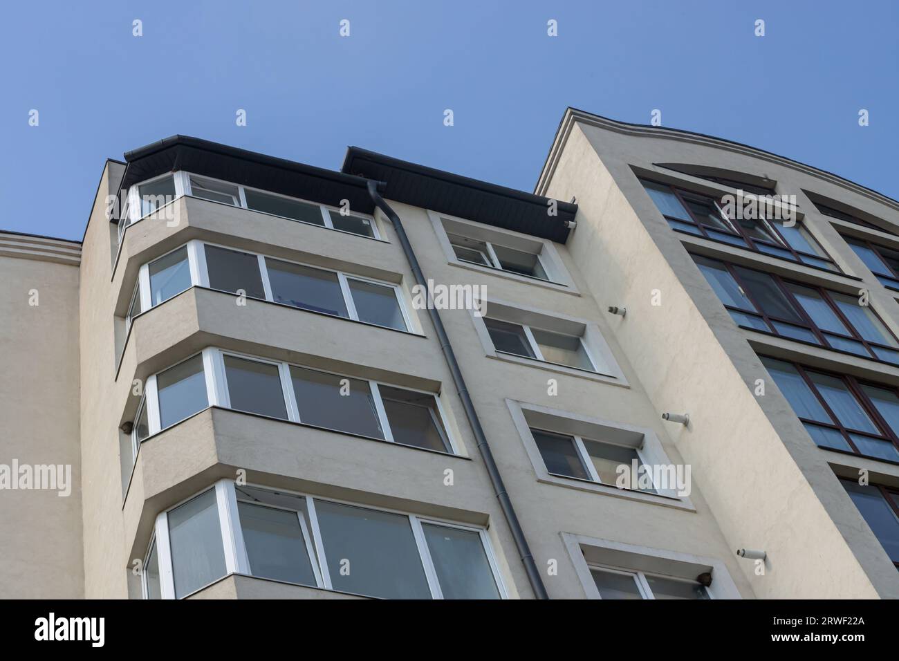 Modern European residential apartment buildings quarter. Abstract architecture, fragment of modern urban geometry. Stock Photo