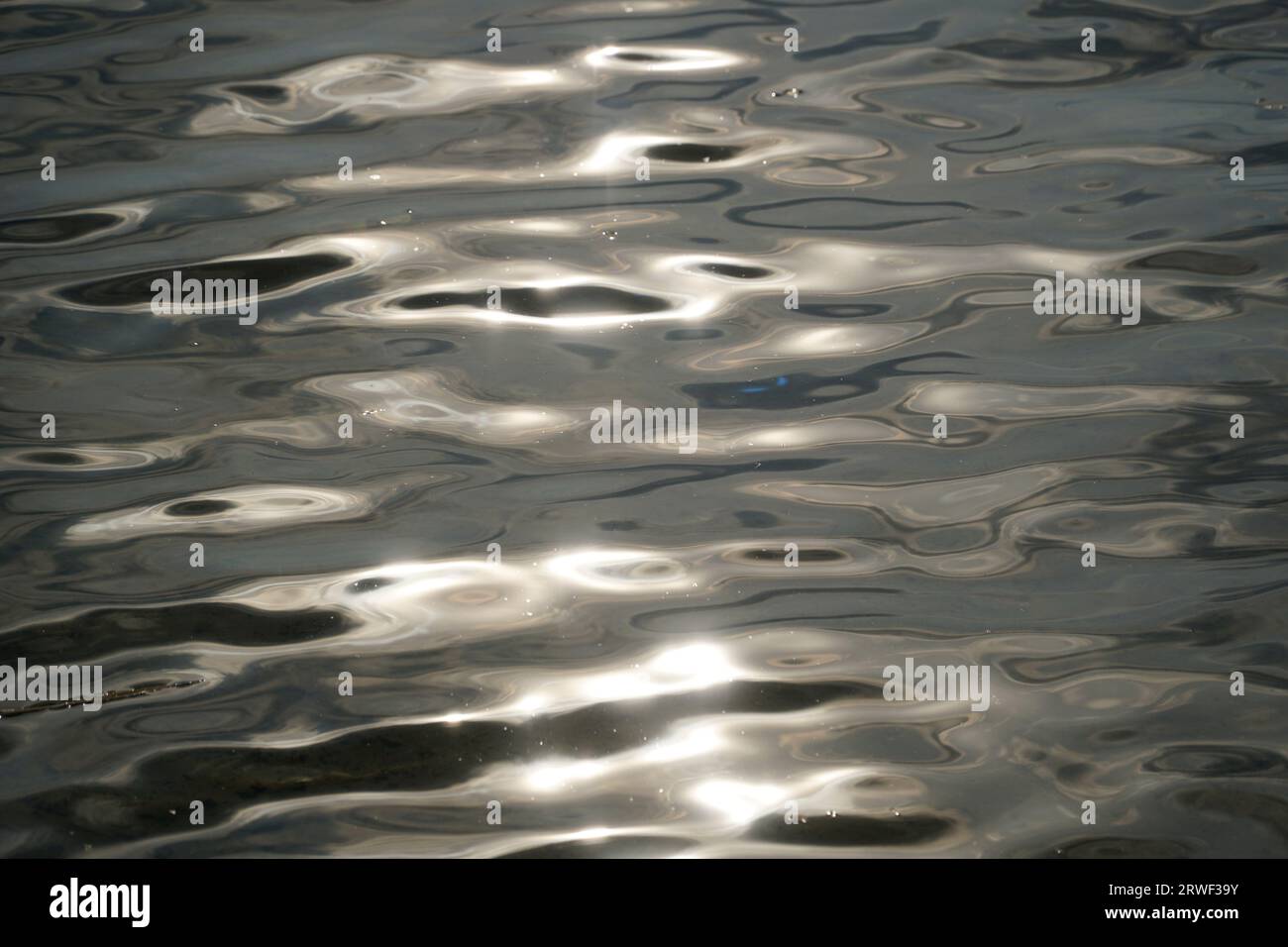 Sun reflecting in water surface Stock Photo
