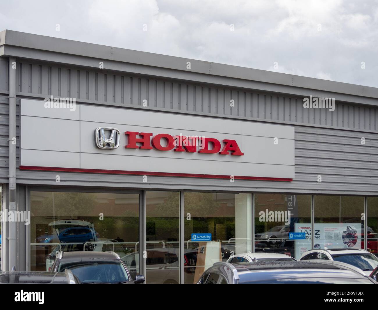 Honda cars sign and logo, Listers car dealership, Riverside Retail Park