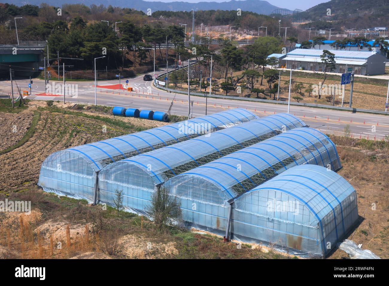 Greenhouse agriculture in South Korea. Agriculture in Imsil-gun, North Jeolla province. Stock Photo