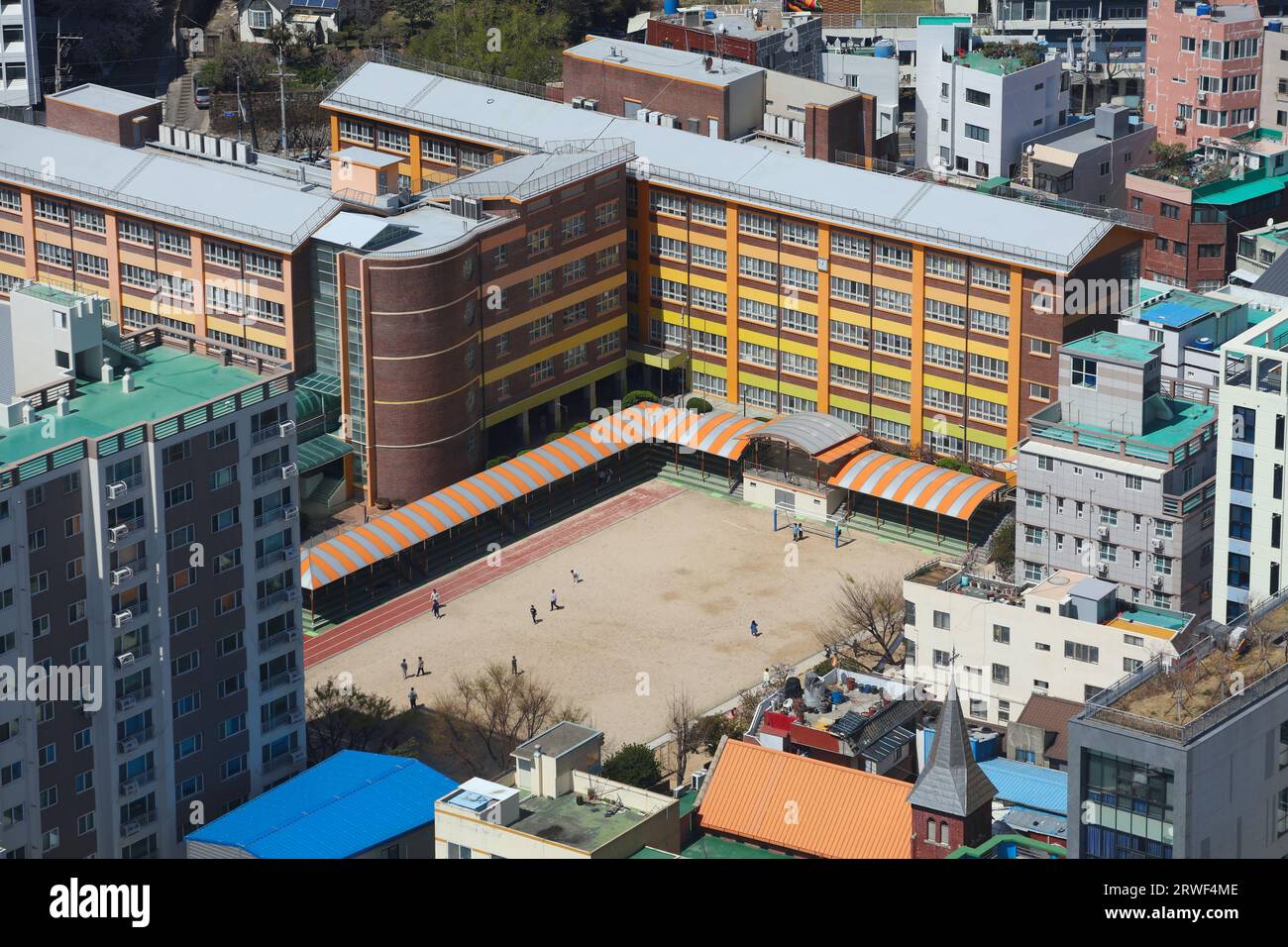 School in South Korea. Generic elementary school building in Busan. Stock Photo