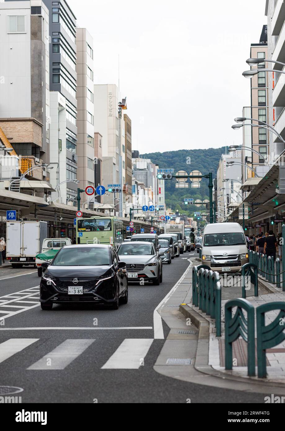 Cars in the city, Kansai region, Kyoto, Japan Stock Photo