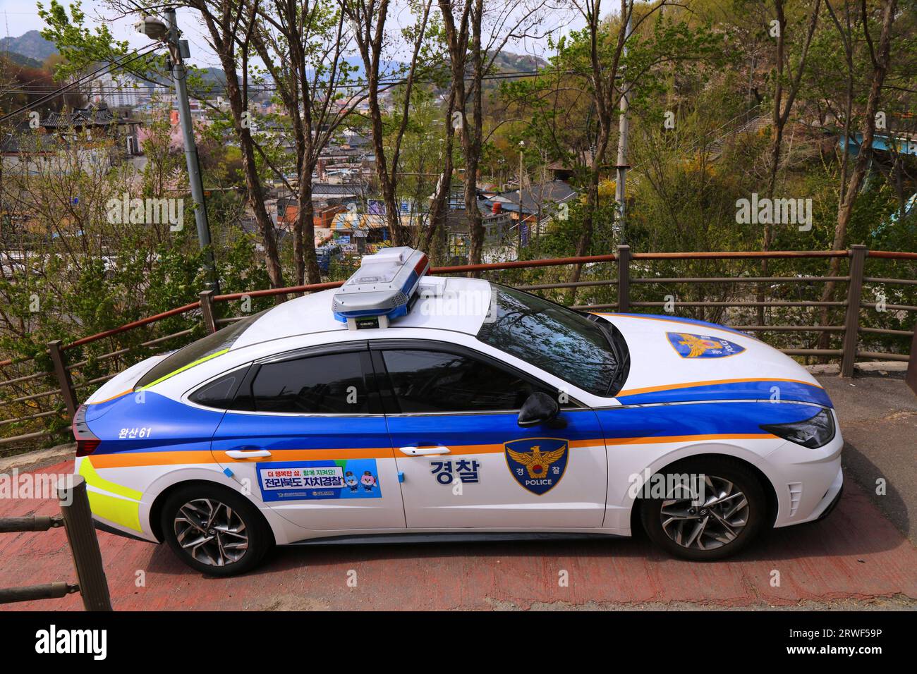 JEONJU, SOUTH KOREA - APRIL 4, 2023: Hyundai Sonata police car of South