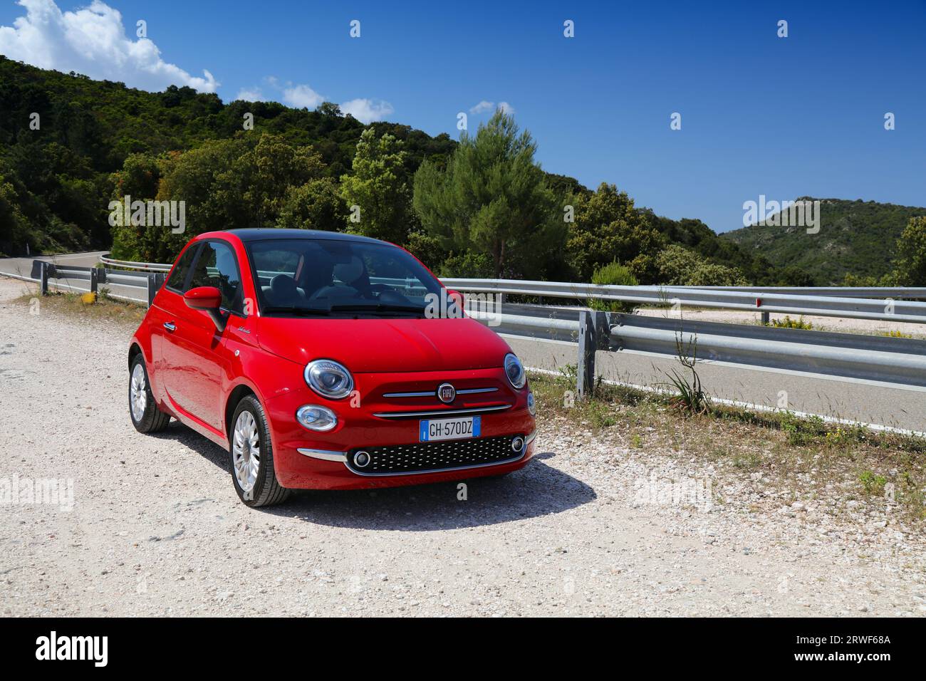 SARDINIA, ITALY MAY 27, 2023 Fiat 500 Dolcevita, small Italian