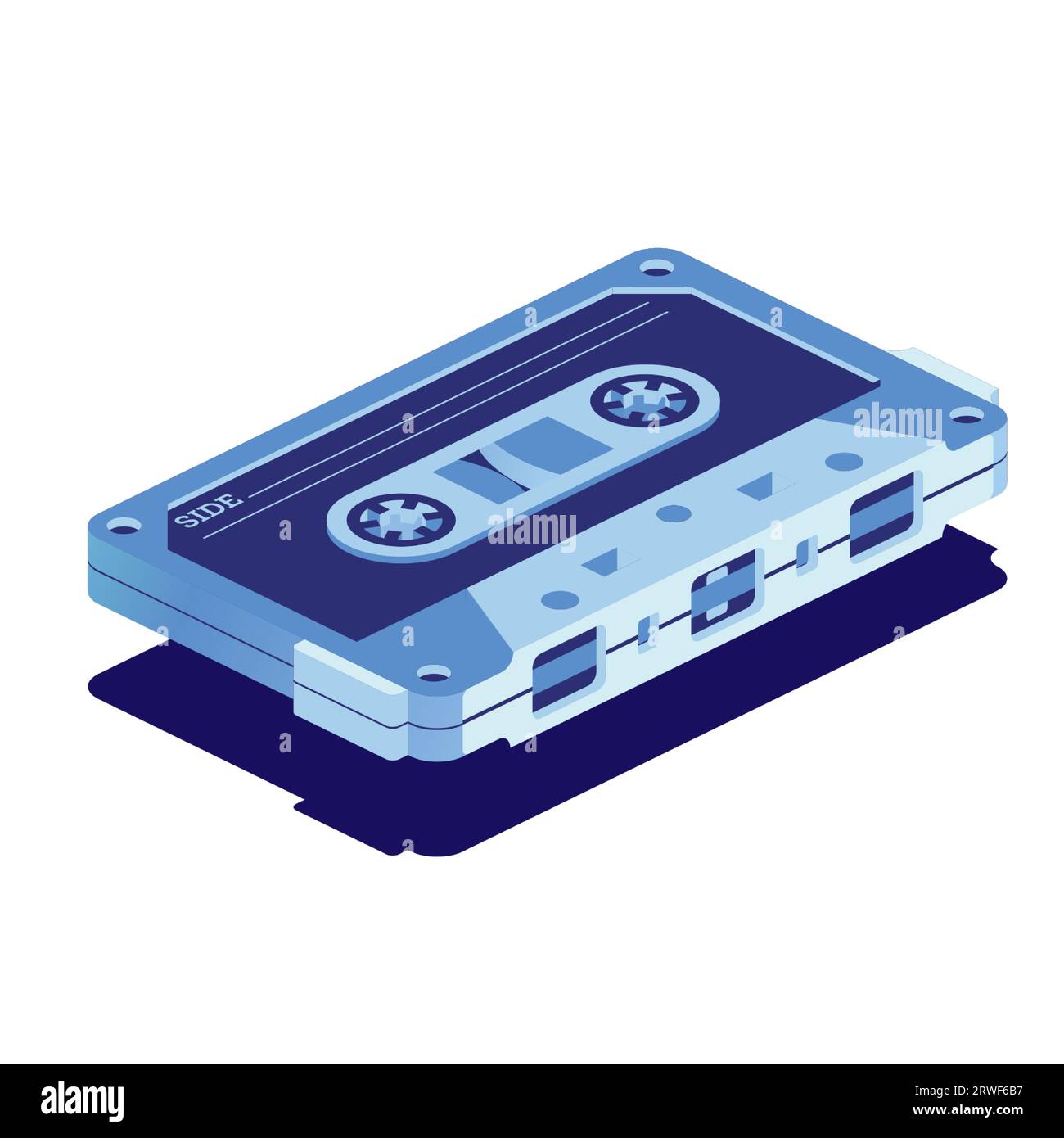 Retro Audio Cassette Tape isolated on white. Isometric Music Concept. Retro Device from 80s and 90s. Vector Illustration. Stock Vector
