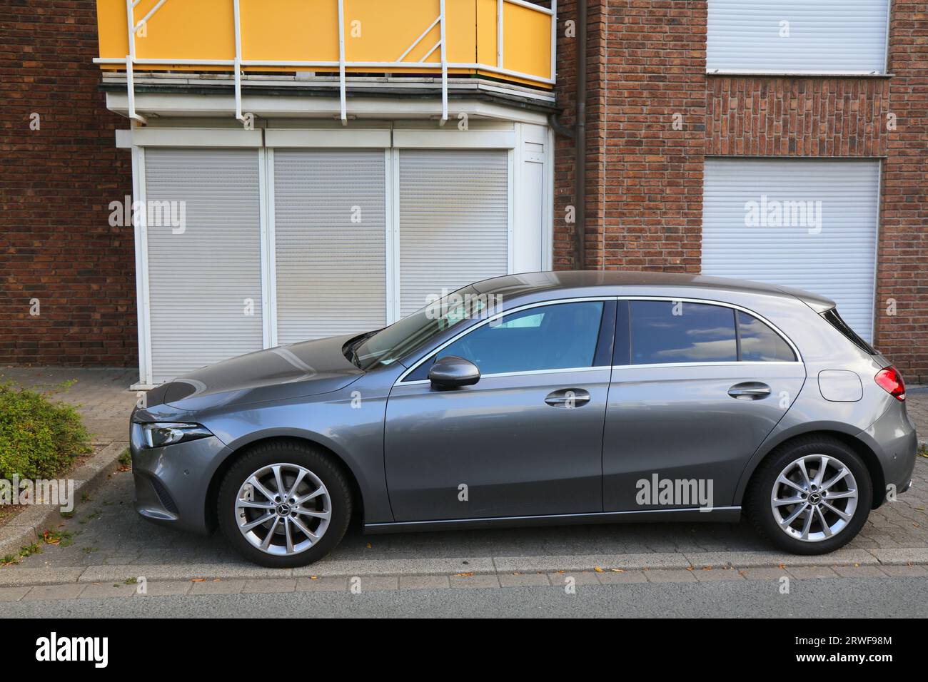 GELSENKIRCHEN, GERMANY - SEPTEMBER 17, 2020: Mercedes-Benz A-Class subcompact hatchback car parked in Germany. There were 45.8 million cars registered Stock Photo