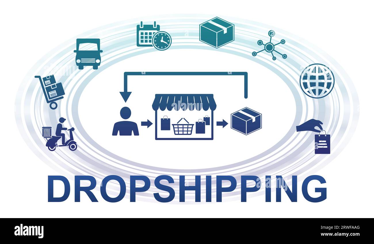 Illustration of a dropshipping concept Stock Photo - Alamy