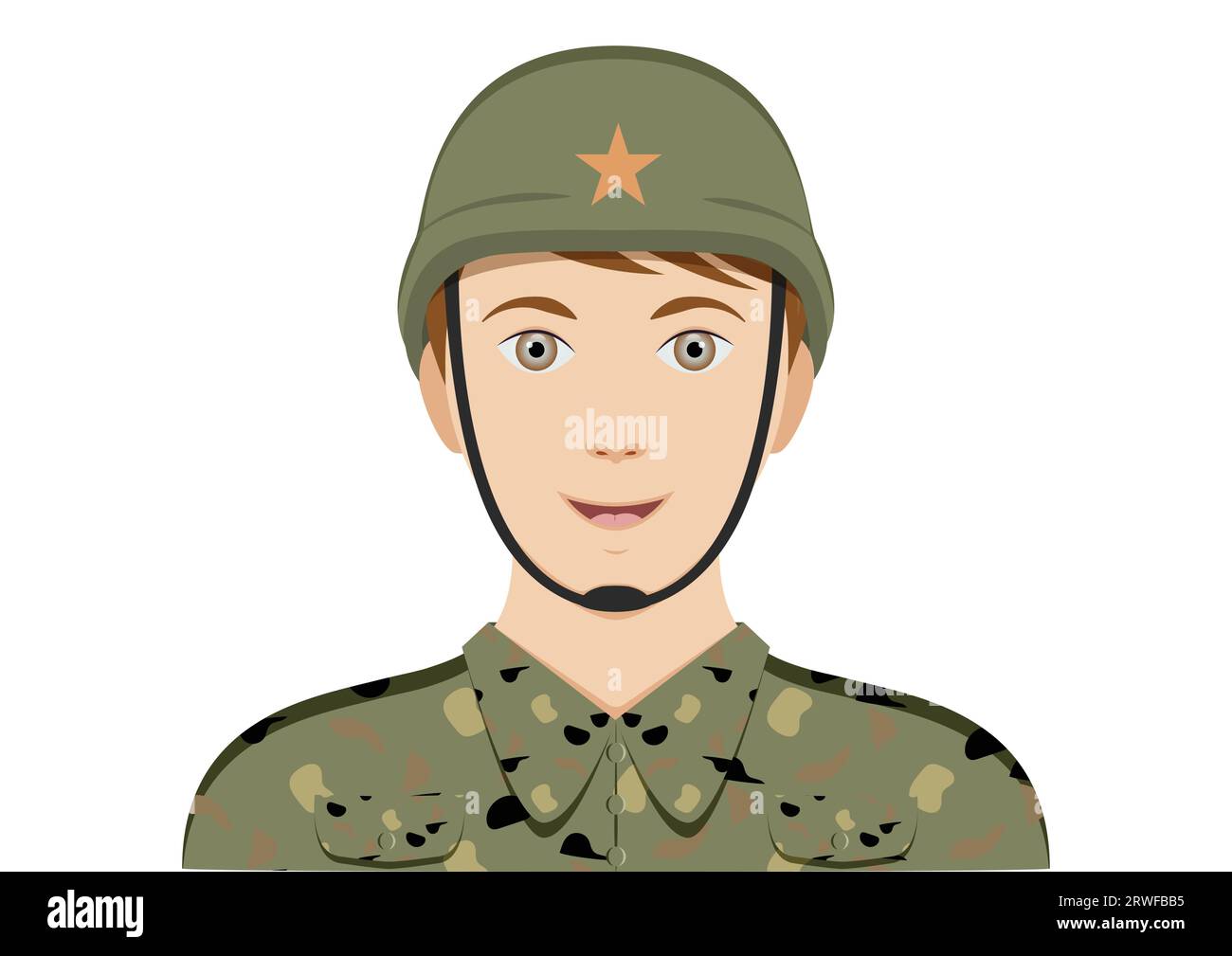 Portrait of a military man clipart vector on white background Stock Vector