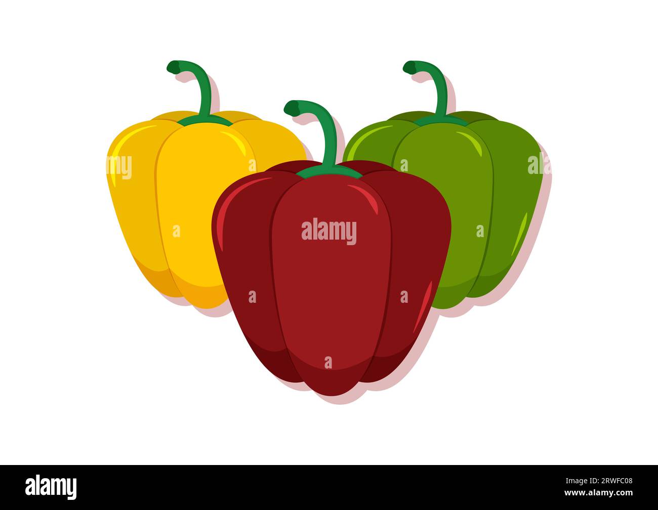 Vector illustration of red, yellow and green pepper fresh vegetable. Delicious healthy food Stock Vector
