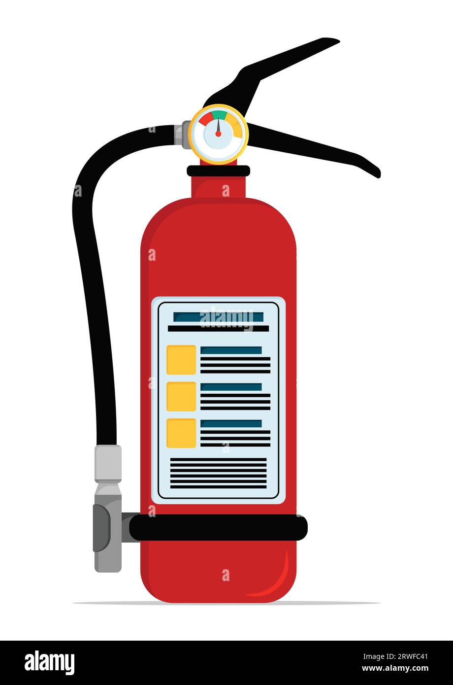 Fire Extinguisher in Flat Design. Emergency Response Equipment Vector Illustration Isolated on White Background Stock Vector