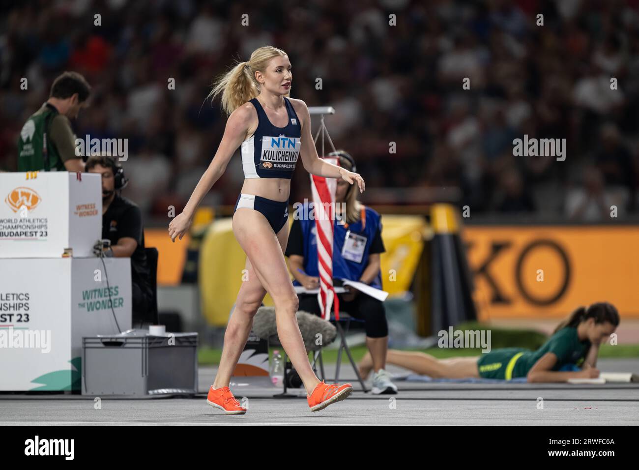 Elena Kulichenko Participating In The High Jump At The World Athletics Elena Kulichenko Participating In The High Jump At The World Athletics