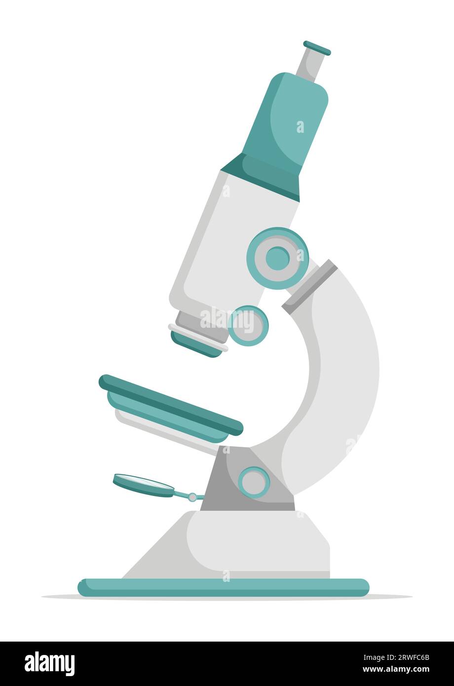 Scientific laboratory microscope vector flat design isolated on white