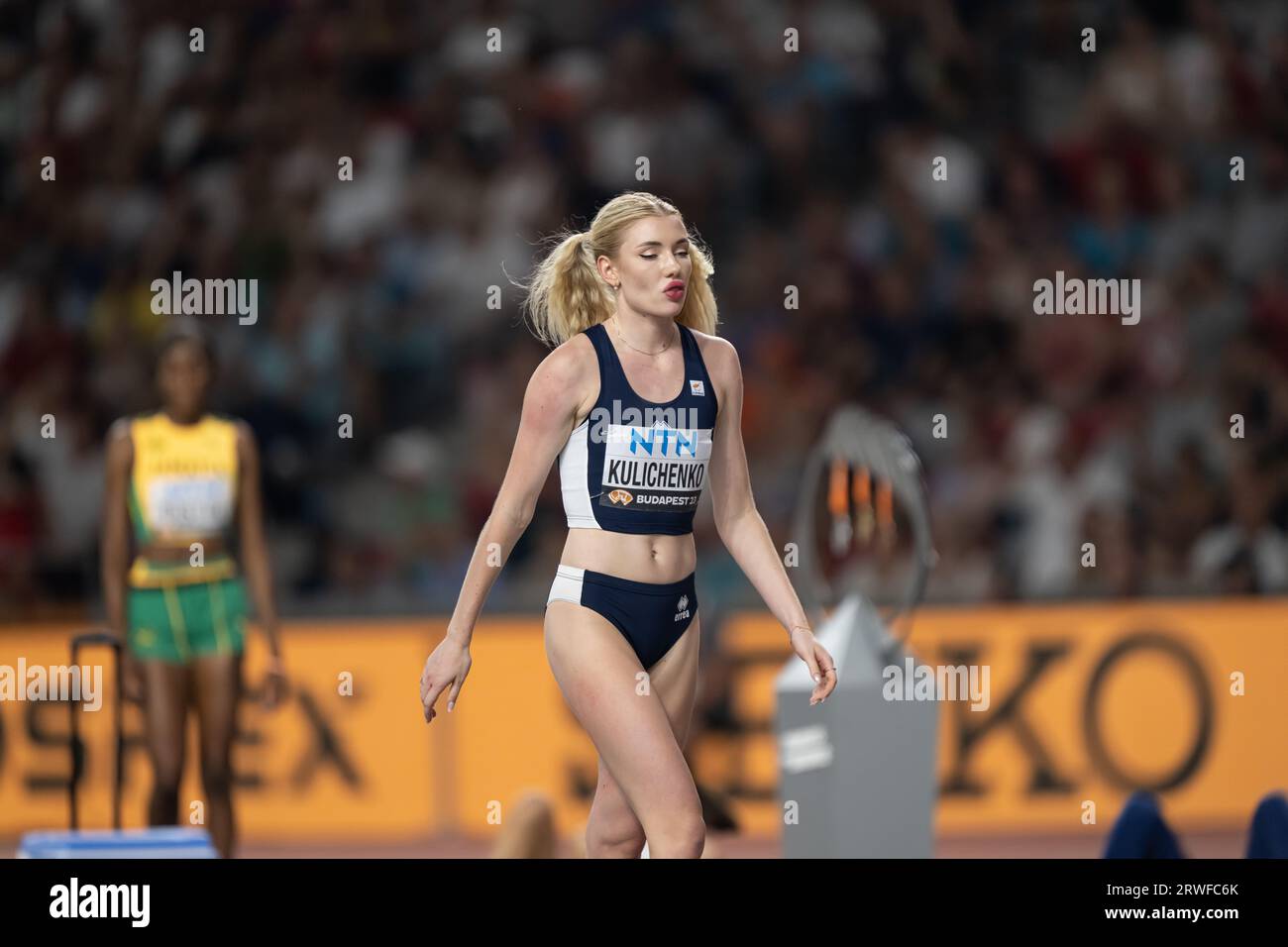 Elena Kulichenko participating in the High Jump at the World Athletics ...