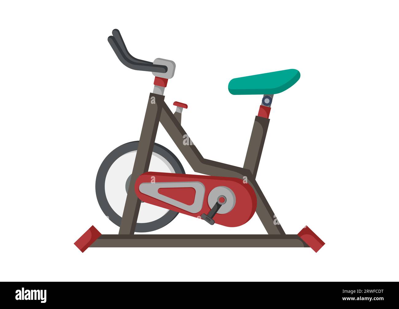 Indoor Spinning Bike for Workout Vector Illustration Isolated on White Background Stock Vector