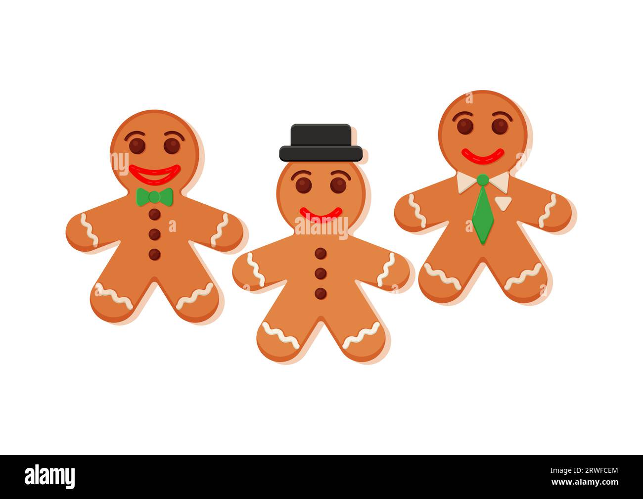 Gingerbread Cartoon Character Vector on White Background Stock Vector