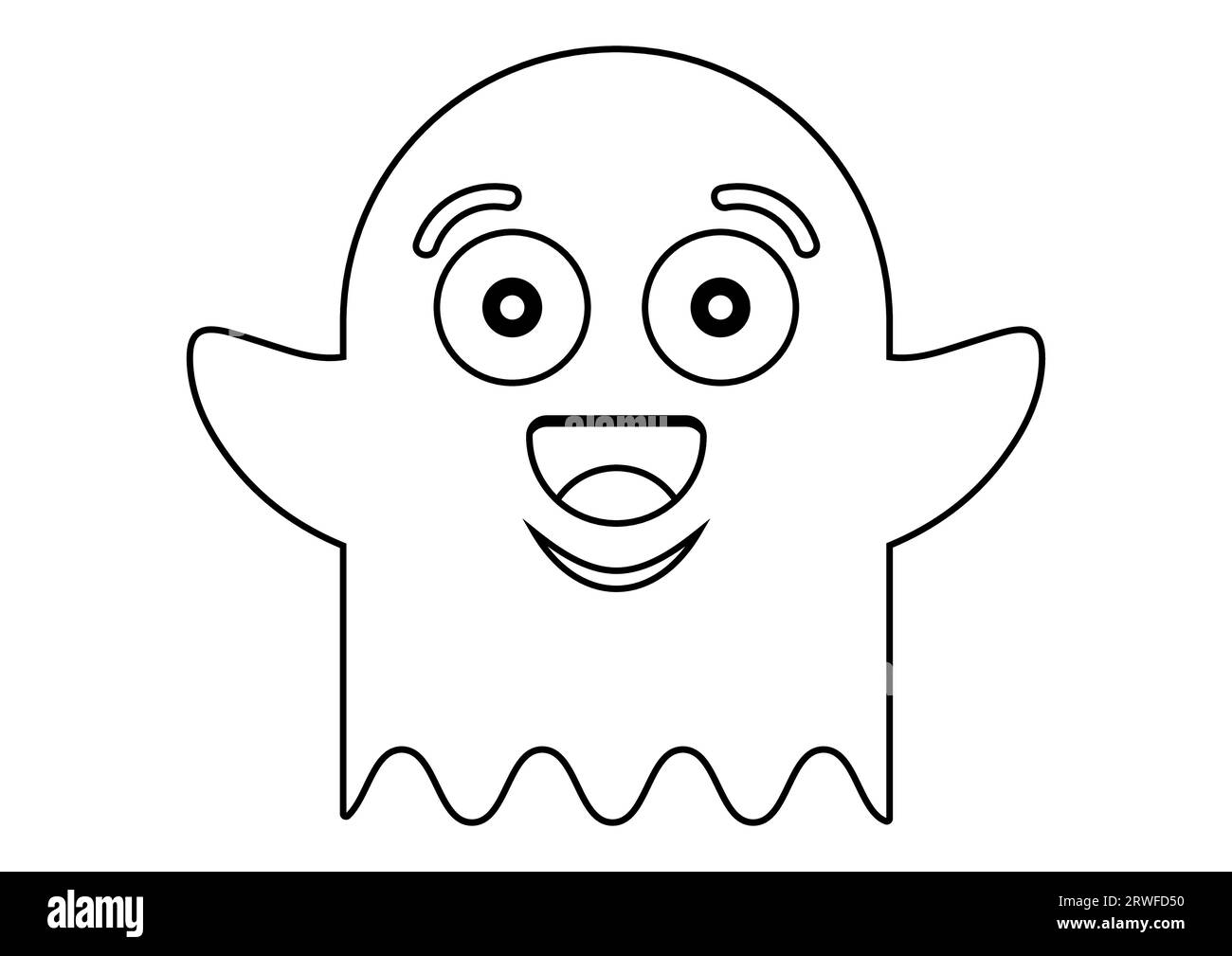 Coloring Page of a Ghost Cartoon Character Vector Stock Vector