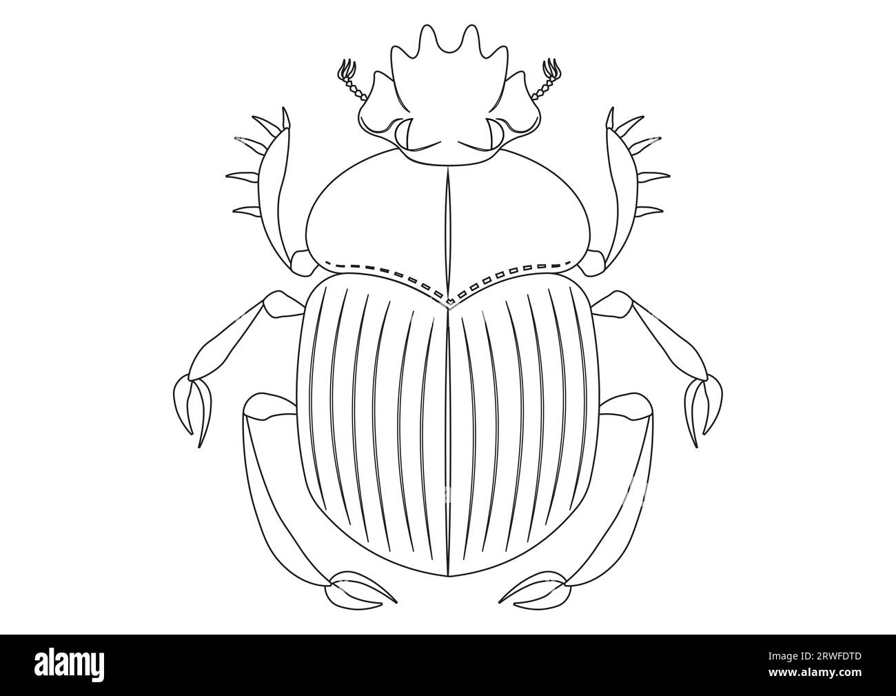 Black and White Scarab Beetle Clipart. Coloring Page of Scarab Beetle Stock Vector