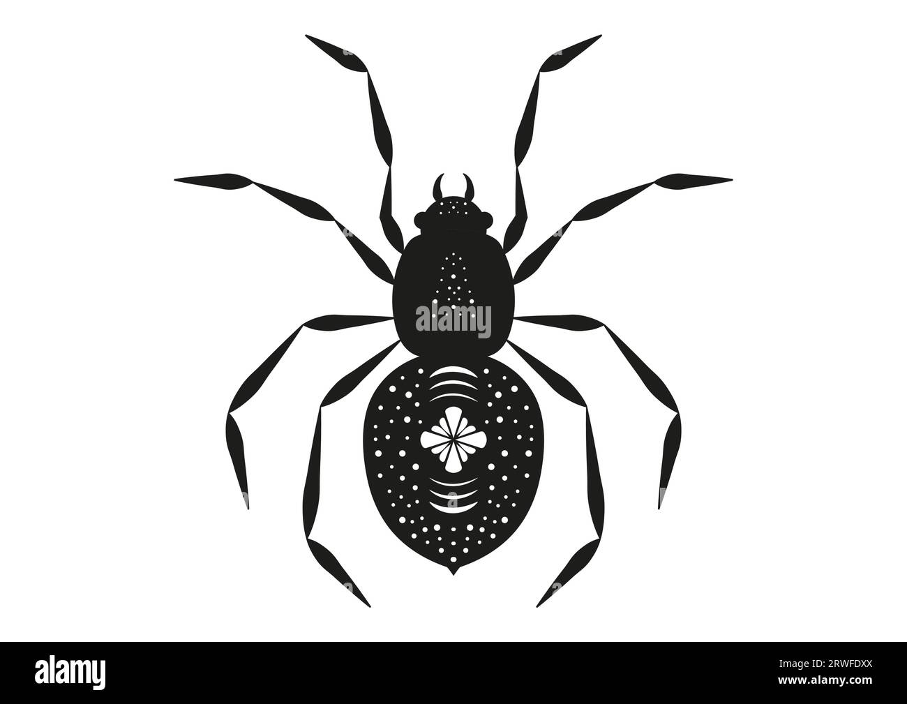 Black and White Spider Silhouette in Flat Style Vector Stock Vector