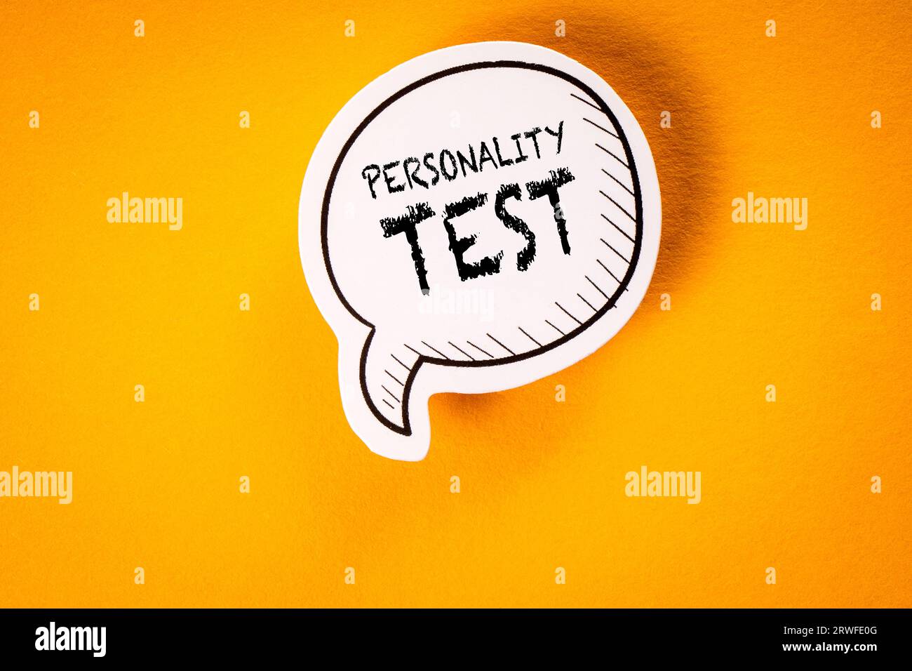 Personality Test. Speech bubble on yellow background Stock Photo Alamy Personality Test. Speech bubble on yellow background Stock Photo Alamy
