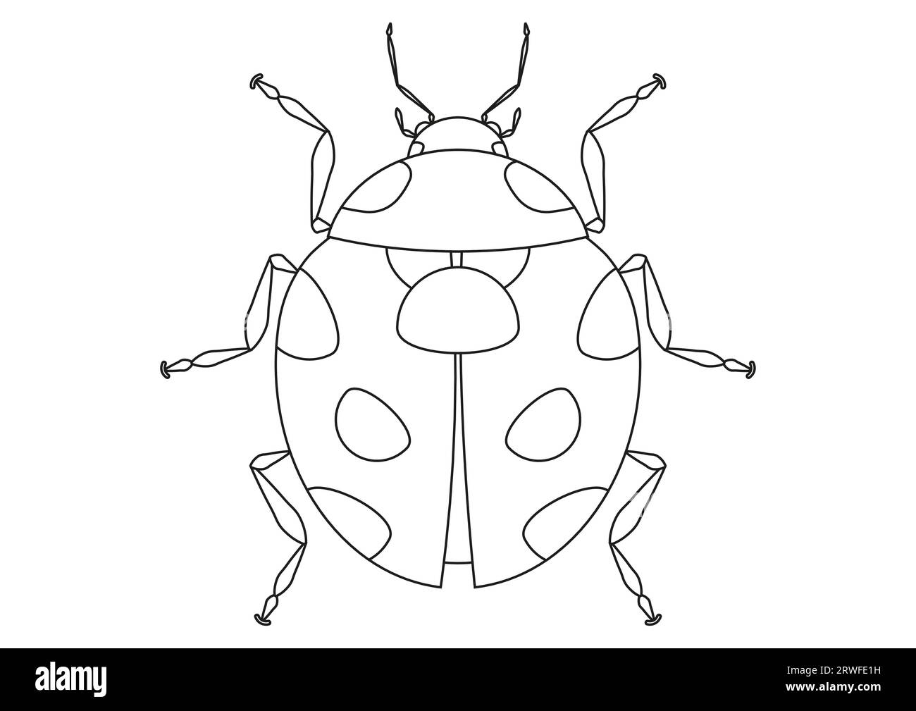 Coloring Page of a Ladybug Cartoon Character Vector Stock Vector