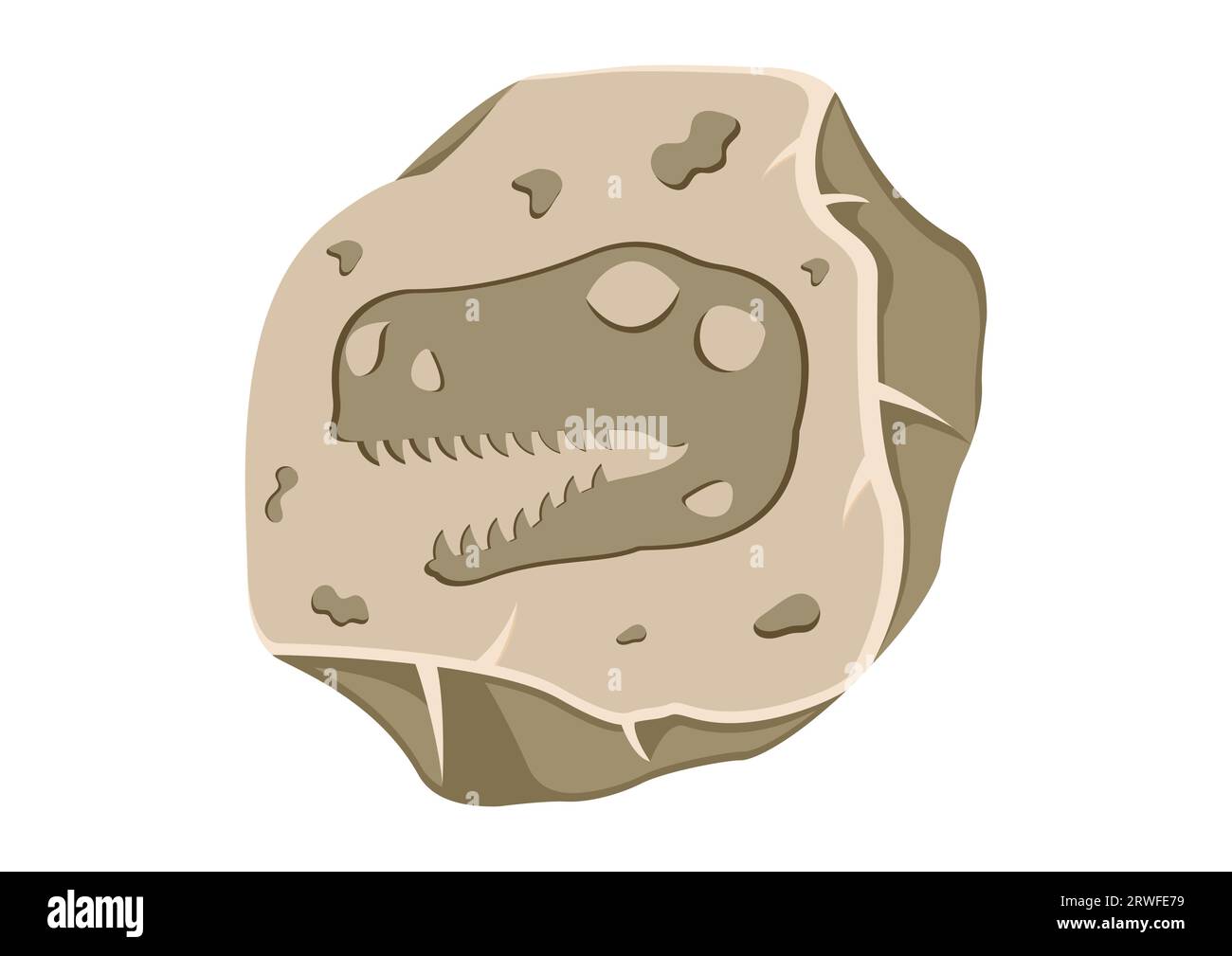 Ancient Dinosaur Head Fossil Clipart. Extinct Paleontology Vector Illustration Stock Vector