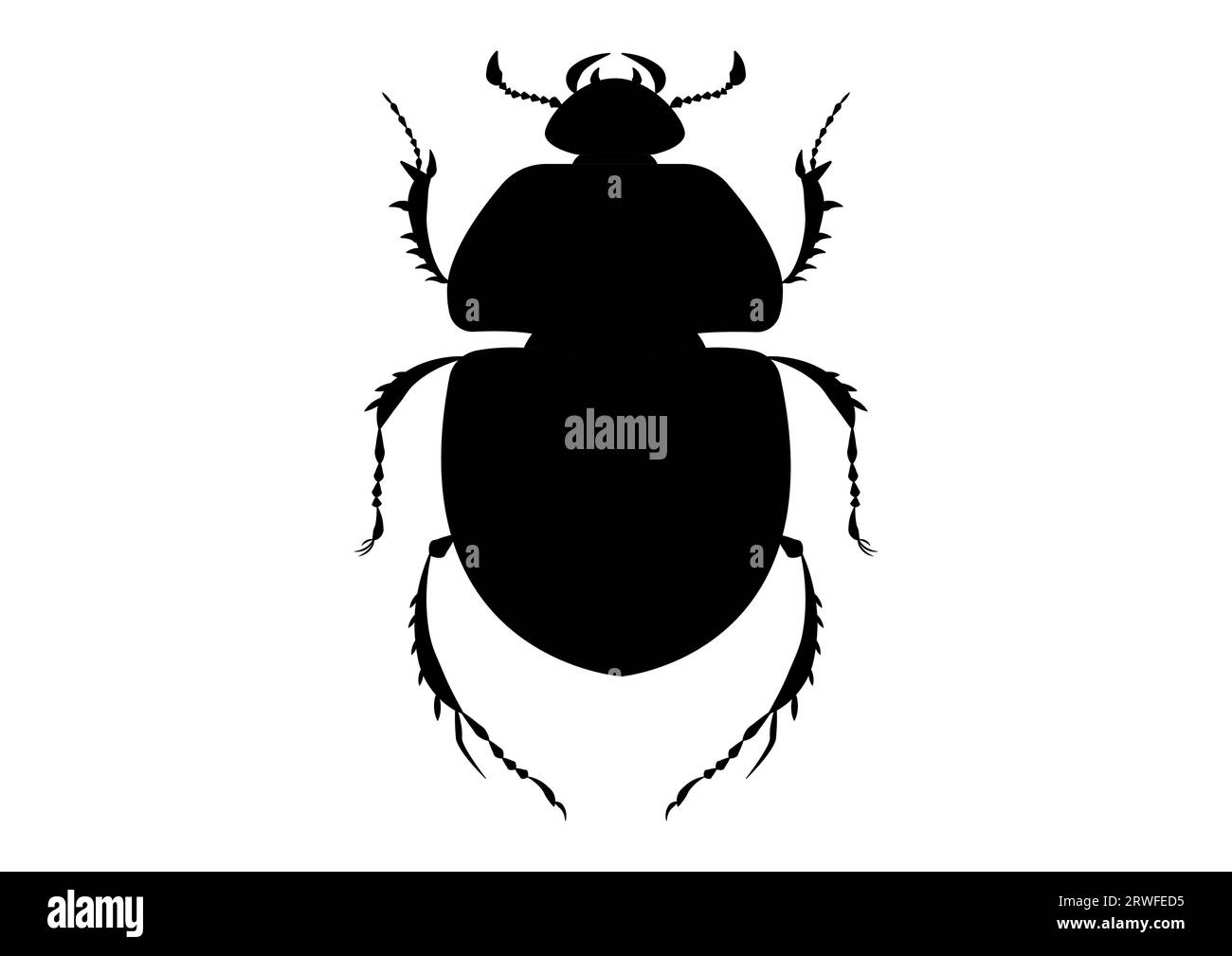 Black and White Trypocopris Vernalis Beetle Silhouette Stock Vector