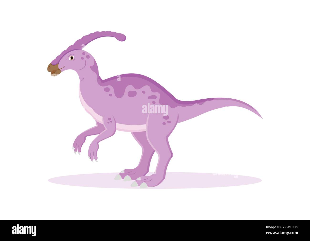 Parasaurolophus Dinosaur Cartoon Character Vector Illustration Stock Vector
