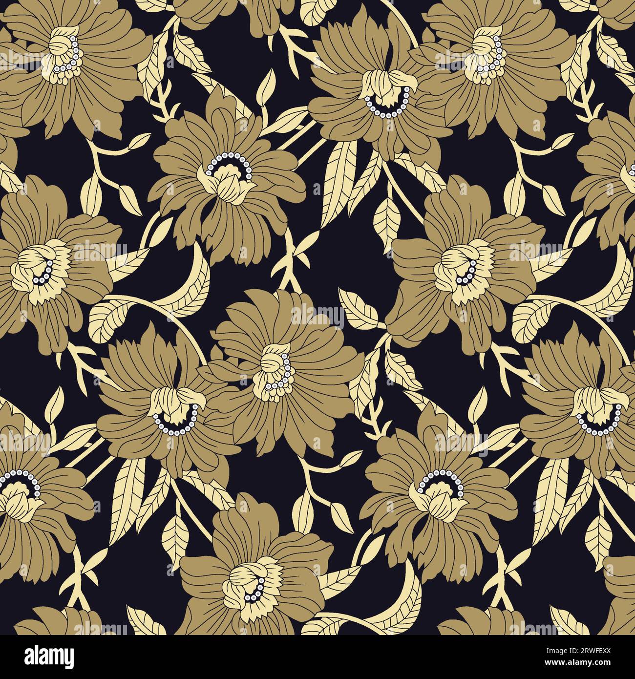 Abstract art flower motif pattern with beautiful motifs and baroque