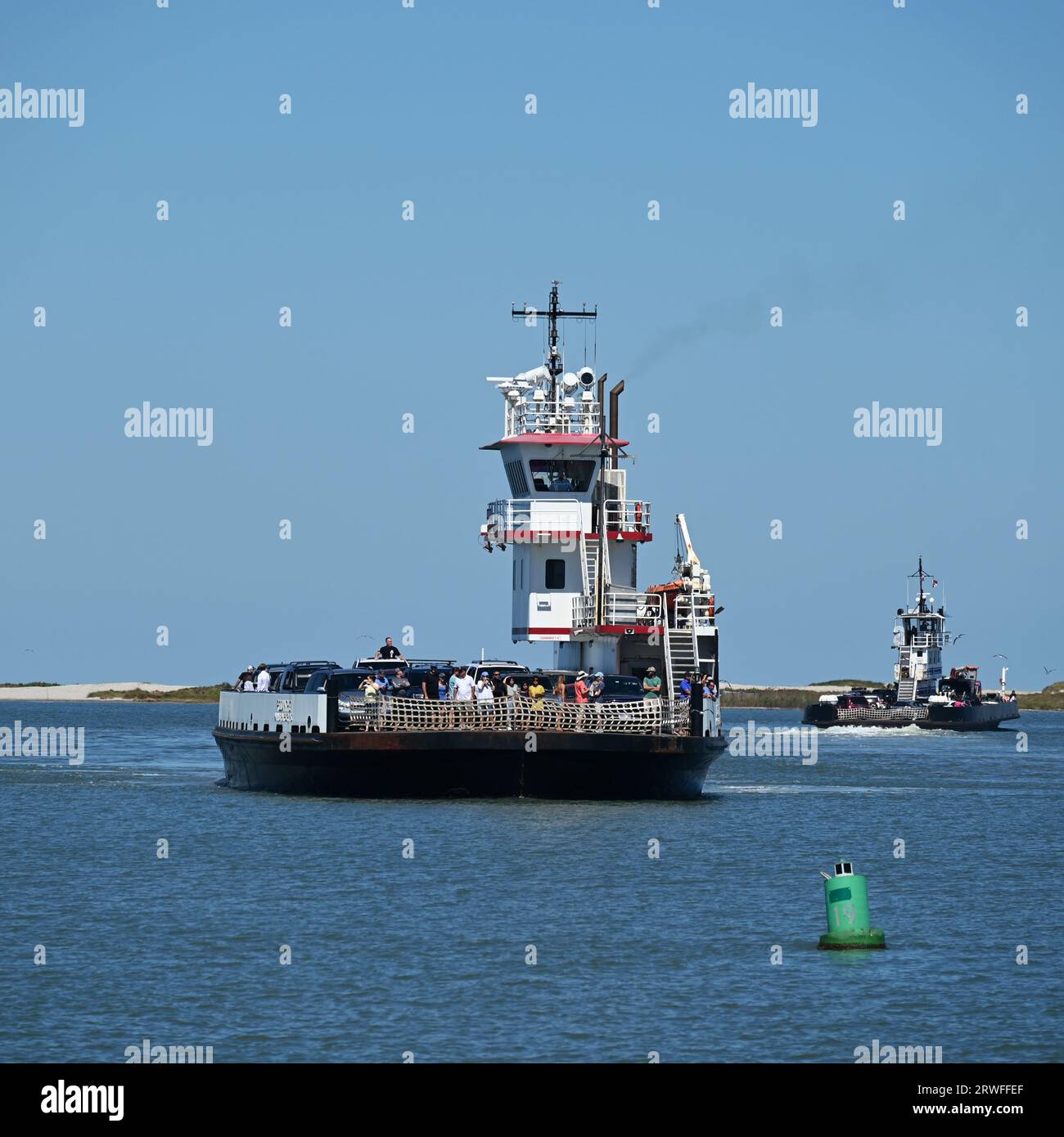 The car ferry Rodanthe crossing the Pamlico Sound between Hatteras Island and Ocracoke Island. Stock Photo