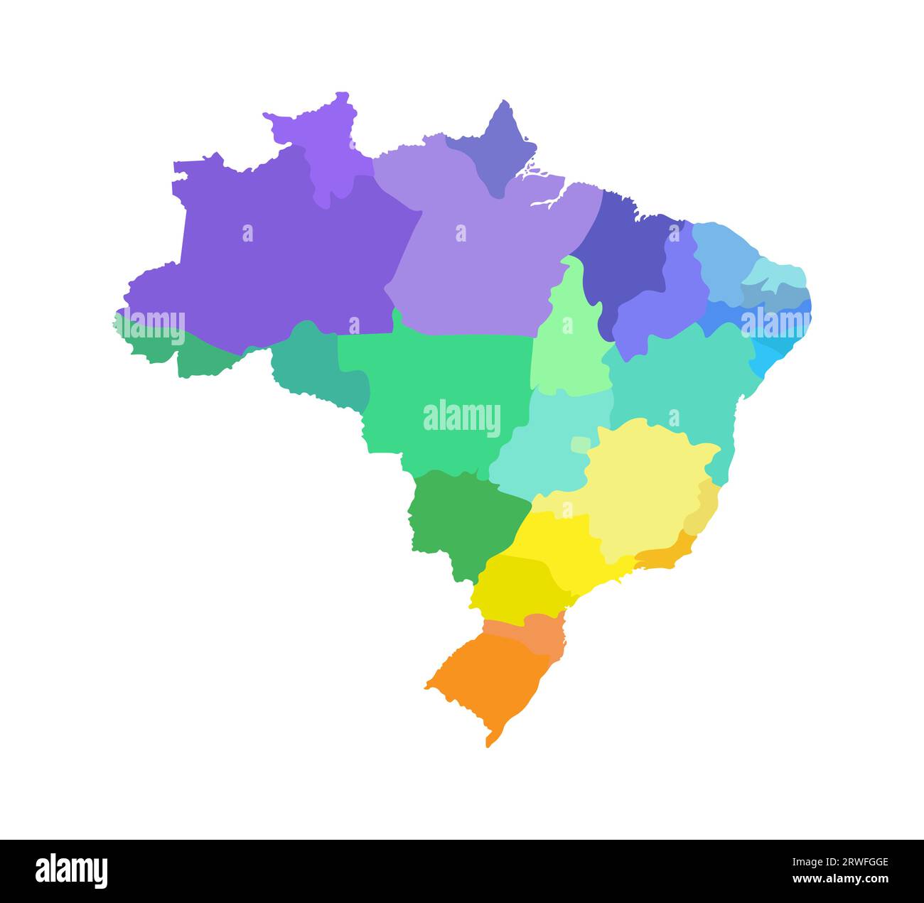 Vector isolated illustration of simplified administrative map of Brazil. Borders of the regions