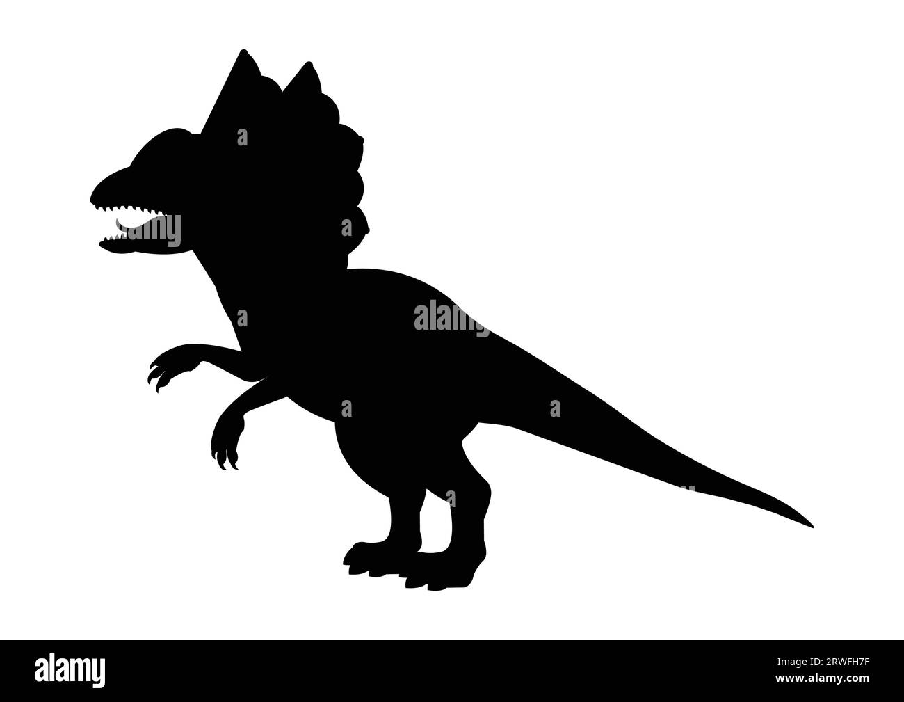 Dilophosaurus Dinosaur Silhouette Vector Isolated on White Background Stock Vector
