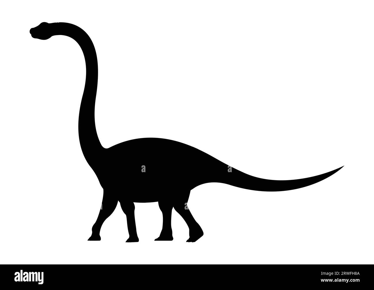 Omeisaurus Dinosaur Silhouette Vector Isolated on White Background Stock Vector