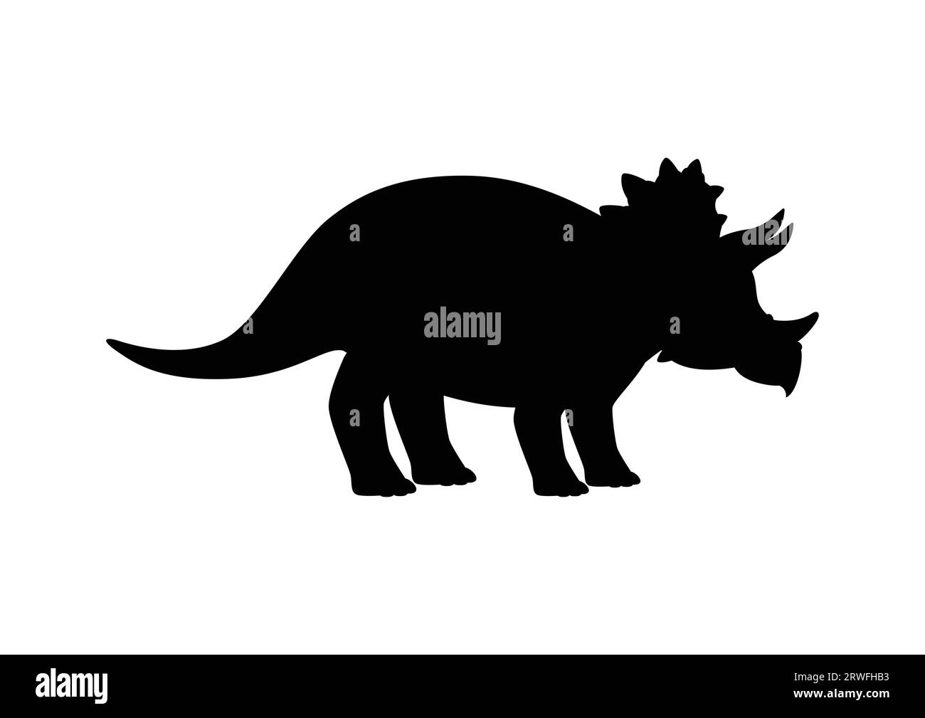 Triceratops Dinosaur Silhouette Vector Isolated on White Background Stock Vector