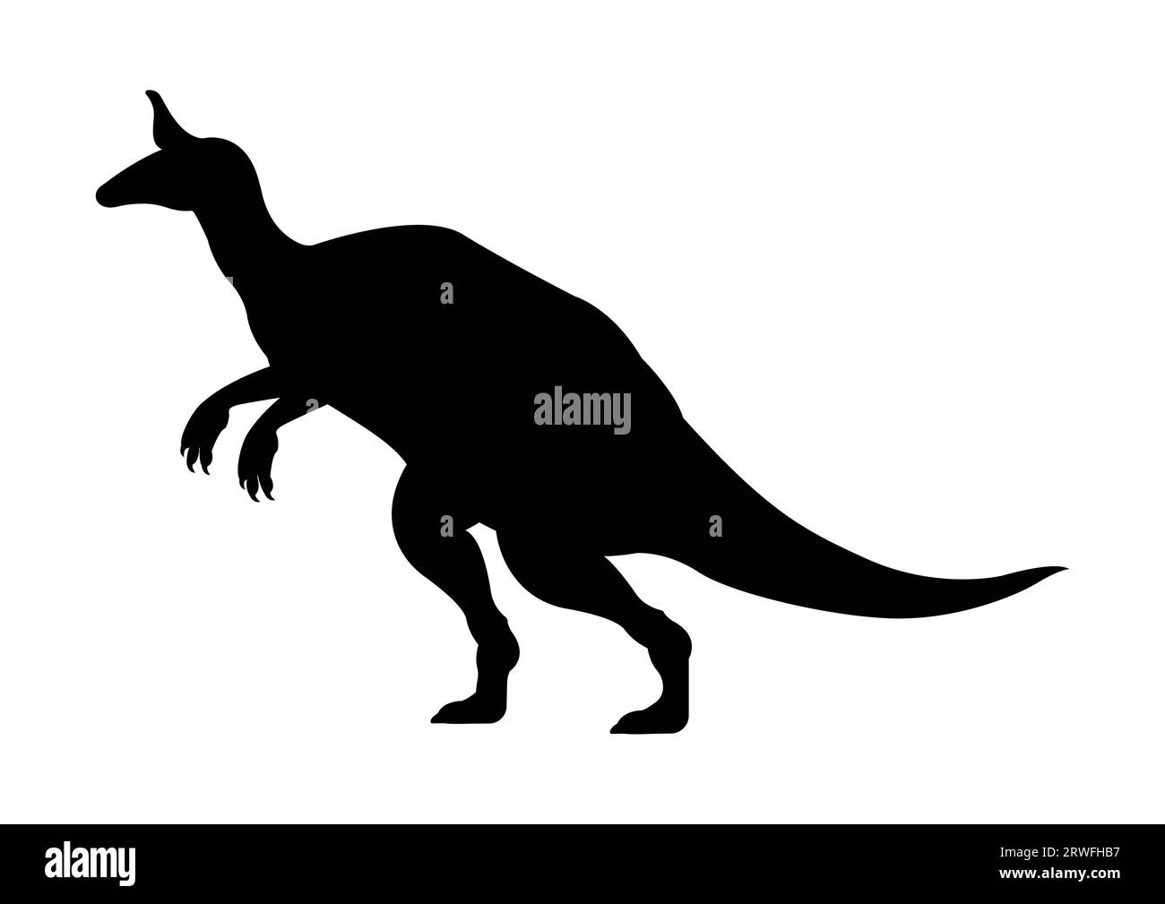 Tsintaosaurus Dinosaur Silhouette Vector Isolated on White Background Stock Vector