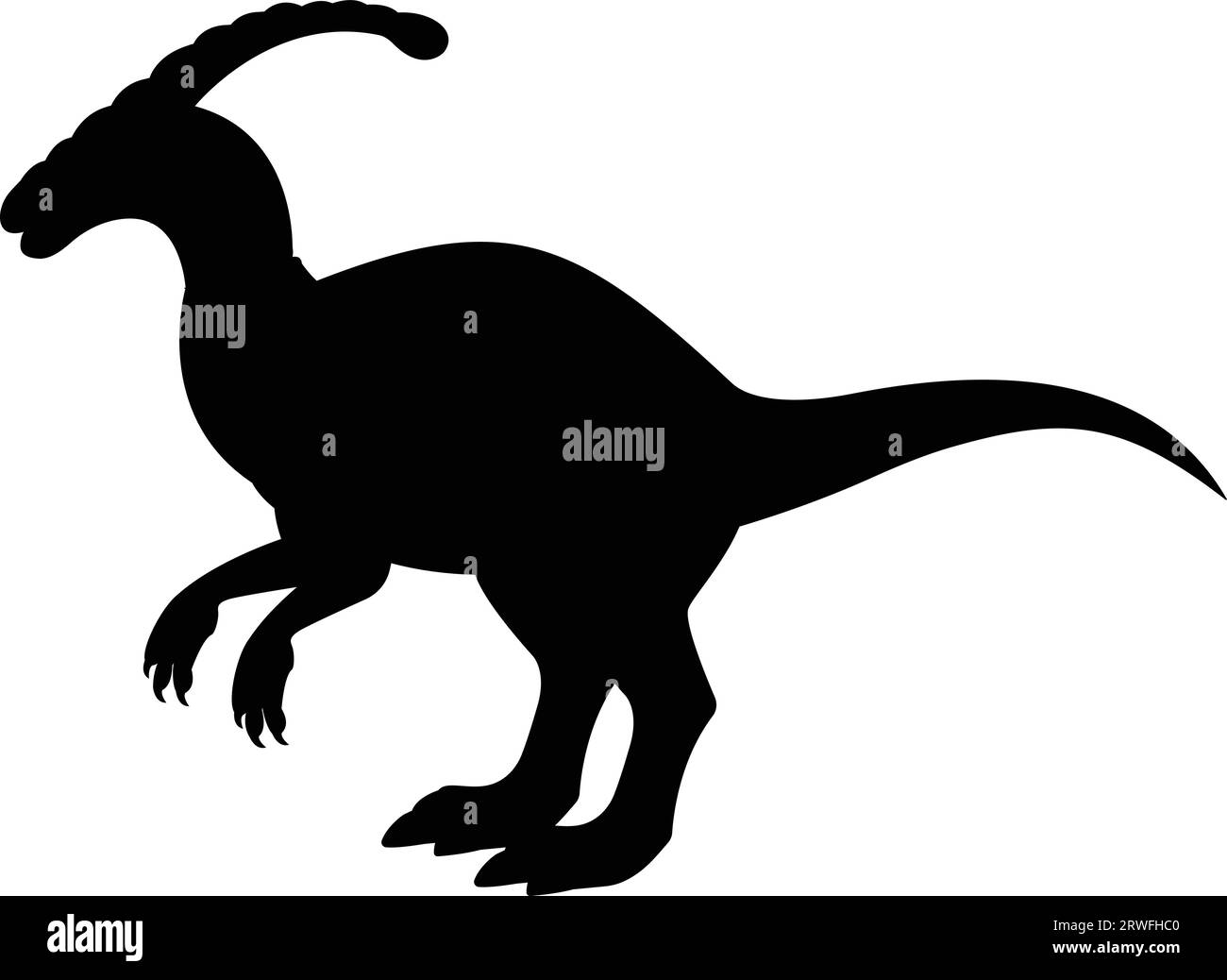 Parasaurolophus Dinosaur Silhouette Vector Isolated on White Background Stock Vector
