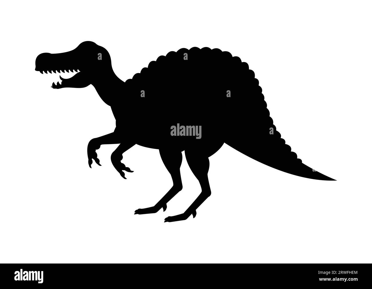 Spinosaurus Dinosaur Silhouette Vector Isolated on White Background Stock Vector