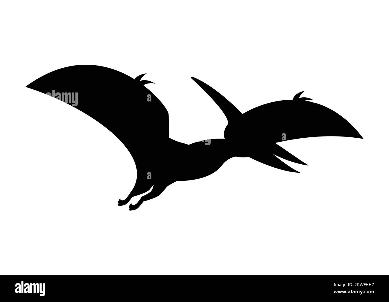 Pteranodon Dinosaur Silhouette Vector Isolated on White Background Stock Vector