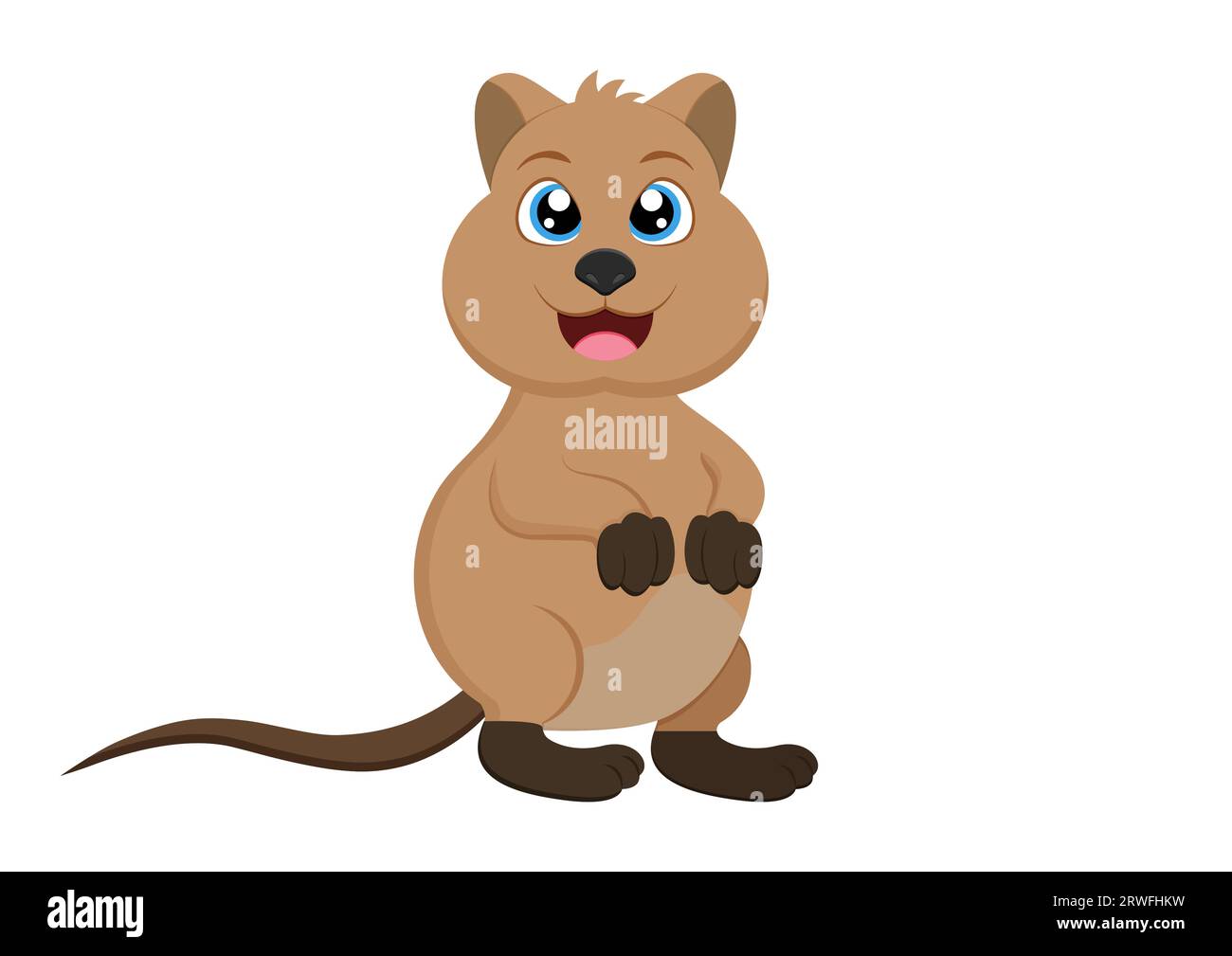 Cute Quokka Animal Cartoon Character Vector Illustration Isolated on