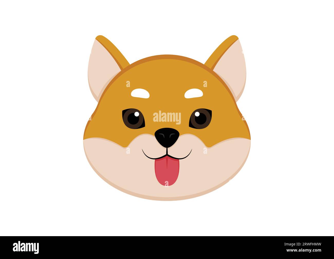 Dog Shiba Head Vector Illustration Isolated on White Background Stock ...