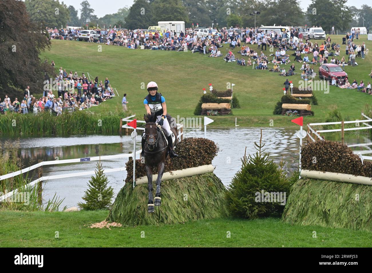 Caroline Harris on Falko TH, cross country phase of the CCI-L 4* competition Blenheim Palace International Horse Trials 2023, Woodstock , Oxfordshire Stock Photo