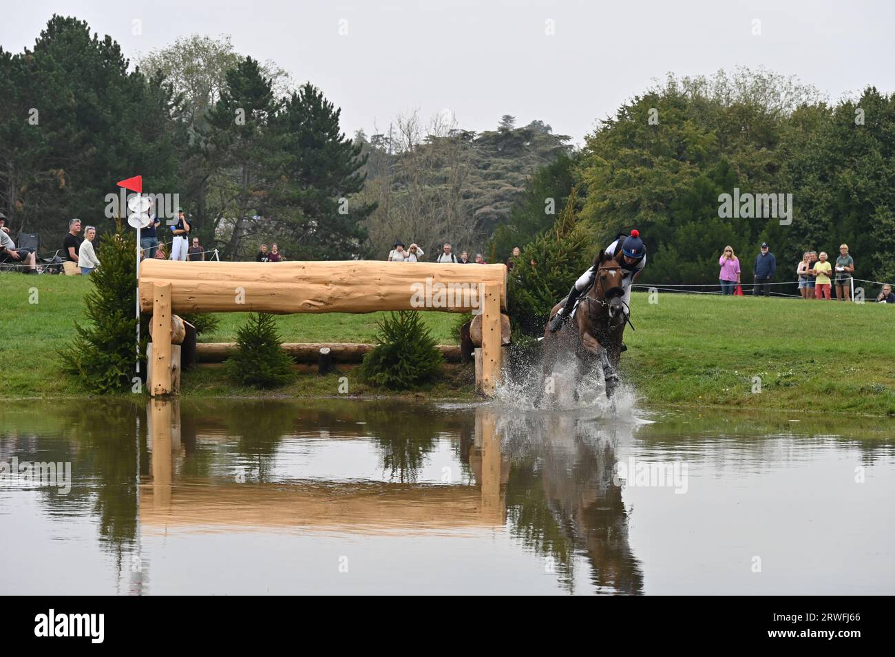 Gaspard Maksud on Kan-Do 2, cross country phase of the CCI-L 4* competition Blenheim Palace International Horse Trials 2023, Woodstock , Oxfordshire Stock Photo