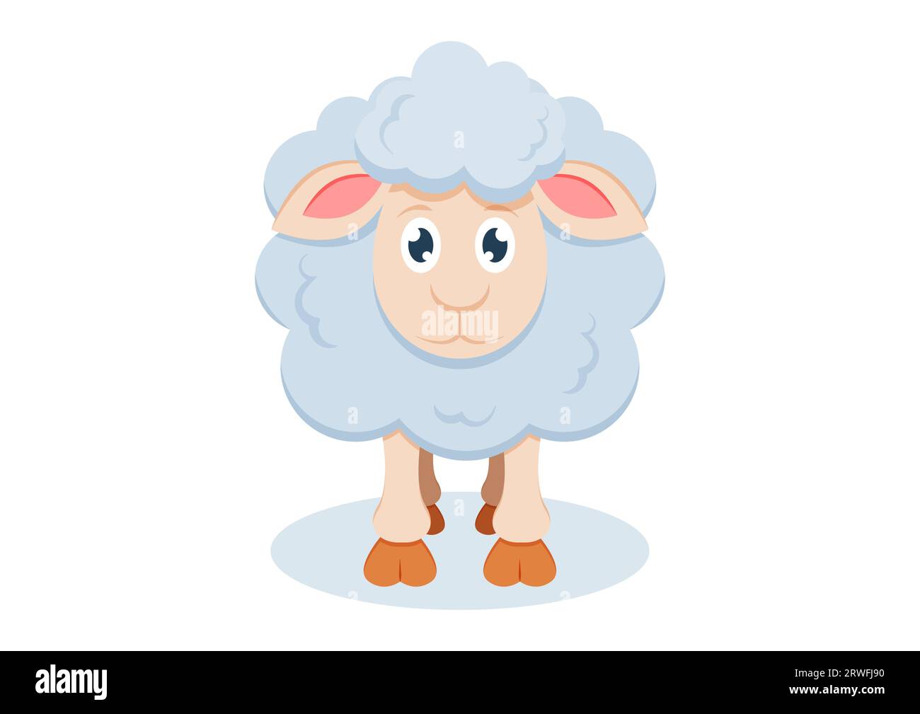 Sheep Cartoon Character Vector Flat Design Isolated on White Background Stock Vector