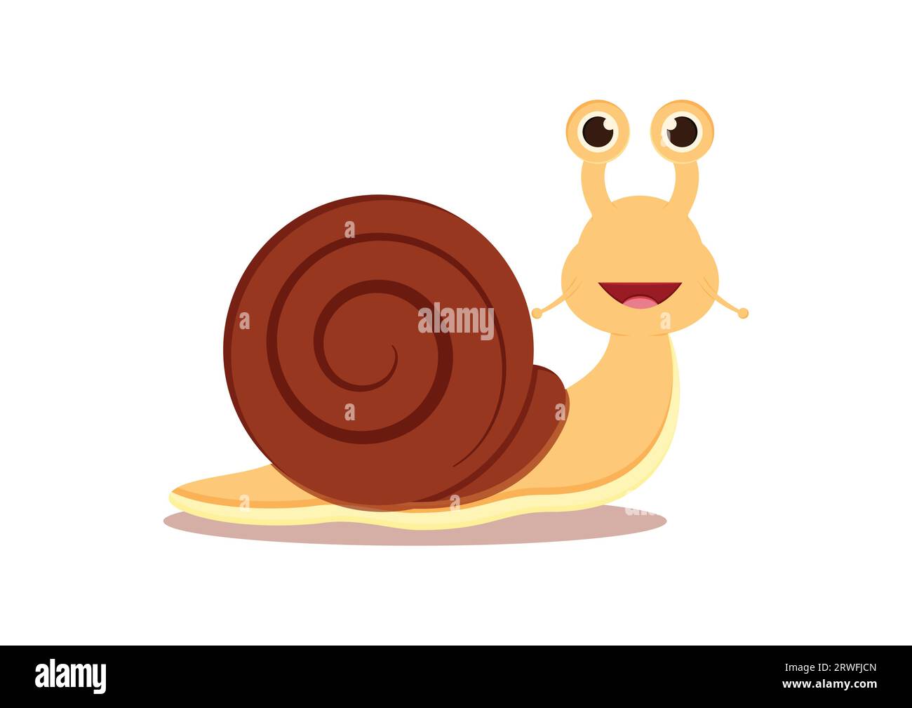 Snail Cartoon Character Vector Illustration on White Background Stock