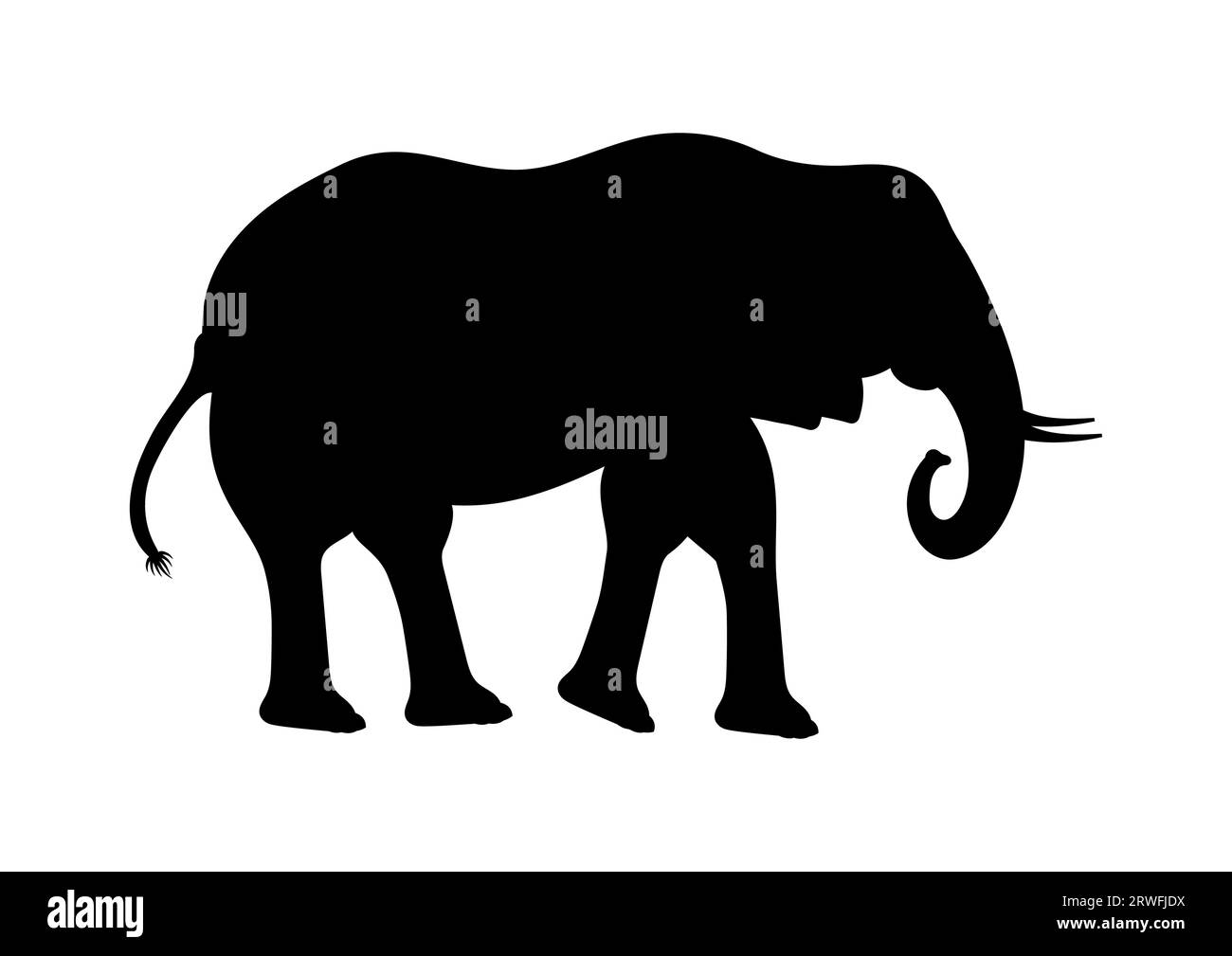 Elephant Silhouette Vector. Elephant Cartoon Character Vector Flat