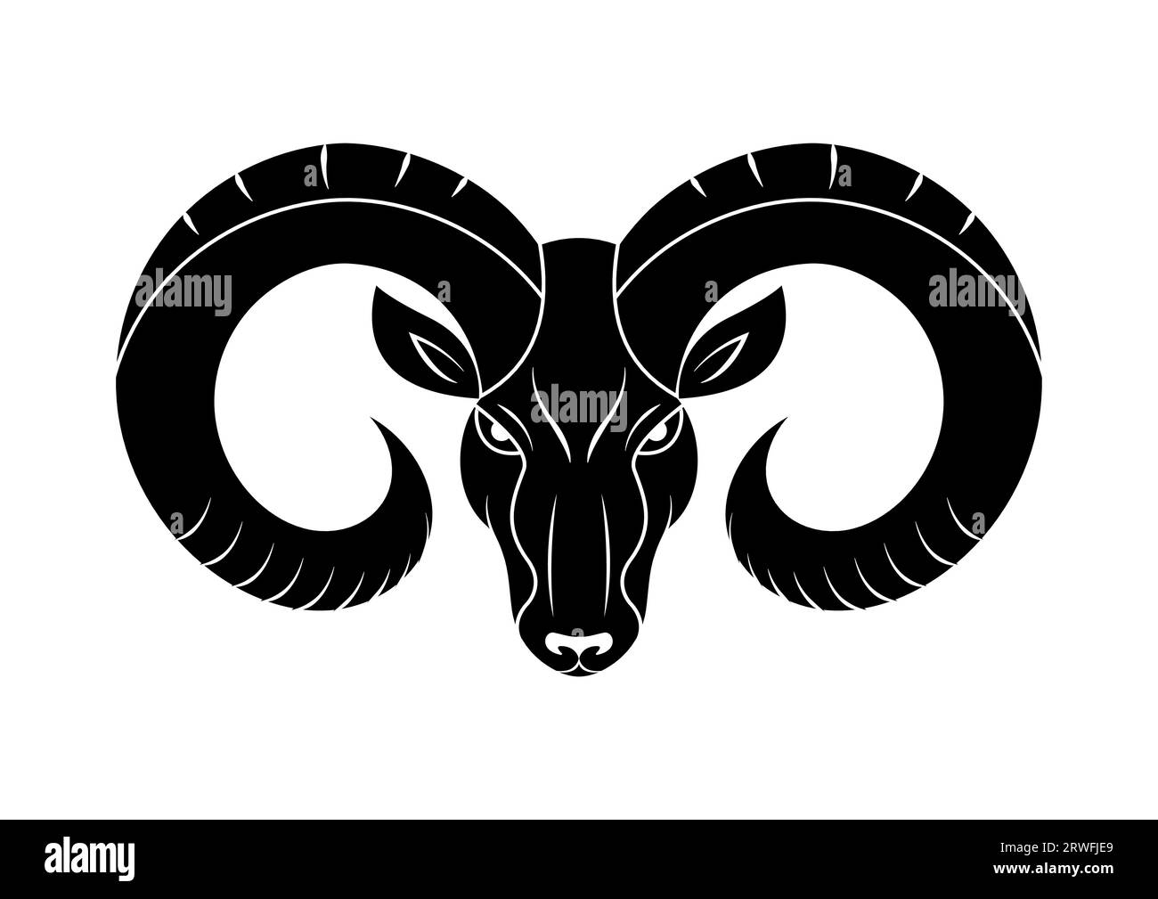Black Ram Head Silhouette Vector Flat Design Stock Vector Image & Art ...